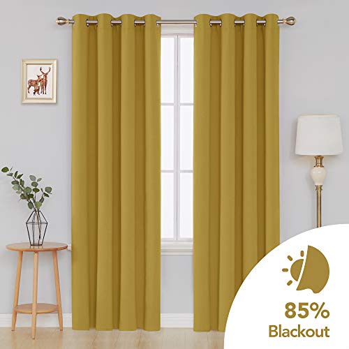 Image of Deconovo Blackout Curtain Thermal Insulated Window Treatments Grommet Top Blackout Curtain Room Darkening Curtain Panels for Nursery 52 x 84 Inch Turmeric
