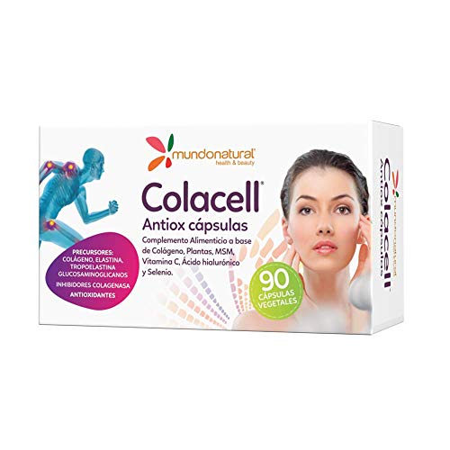 Mundonatural - Colacell Antiox 90 Cápsulas | Colágeno Hidrolizado Puro + Extracto de Granada + Bambú + Vitamina C + Extracto de Uva | Colágeno Hidrolizado 2100mg | Colageno Capsulas
