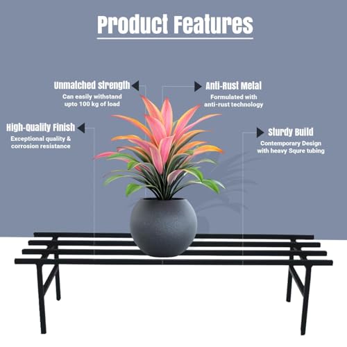 Image of Pivalo Set of 2 Plant Stand for Balcony & Living Room with Wheels 120 Kg Capacity - Pot Stand for Outdoor & Indoor Planters - Gamla Flower Pot Plant Stands for Balcony Decoration