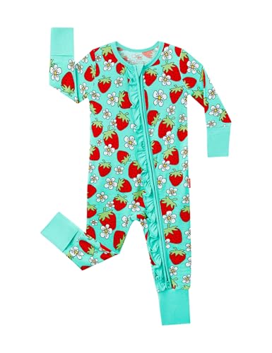 Bamboo Viscose Baby Girl Footless Pajamas Ruffled Baby Sleepers with 2 Way Zipper