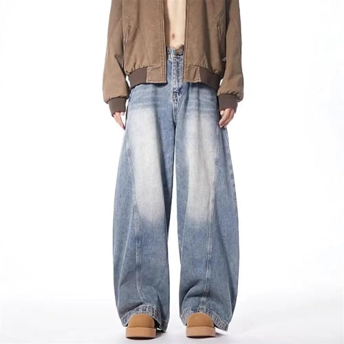 Men's Denim Pants High Street Wide Leg Casual Loose Straight Jeans3