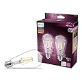 PHILIPS LED Vintage Flicker-Free Clear Straight ST19 Dimmable, Eyecomfort Technology, 400 Lumen, Soft White(2700K), 4.4W=40W, Title 20 Certified, E26 Base, 2-Pack, (564856)