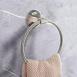 js porta asciugamani autoadesivo, in acciaio inox, 15,75 cm, con anello porta asciugamani per doccia, accappatoio e asciugamano da bagno, senza foratura, confezione da 2