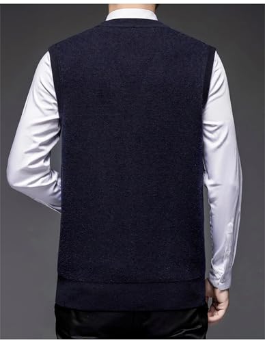 Men Winter Warm Sweater Vest Classic Business V-Neck Fleece Button Down Sleeveless Knitted Cardigan Vest2