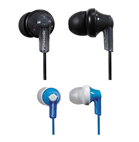Panasonic ErgoFit Noise Isolating Earbud Headphones (Black) & Headphones (Blue)