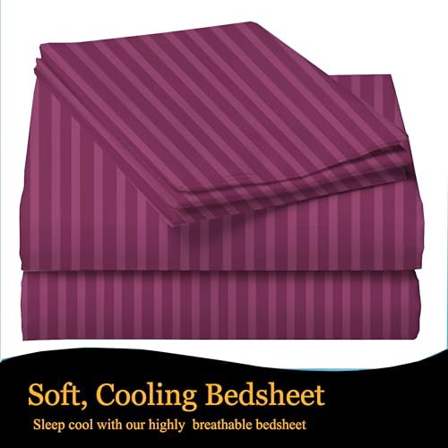Image of 220 Cotton Feel Glace Cotton Double Bedsheet with 2 Pillow Cover (90x90 inch) Wine