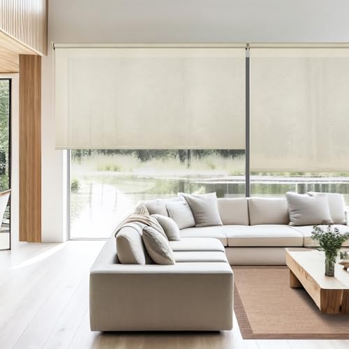 STOR PLANET Screen Pro Solar Store enrouleur translucide, store thermique isolant, stores pour grandes fenêtres de salon, stores de cuisine jusqu'à 240 cm de...