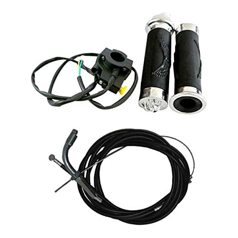 Mingdun 7/8" Control Handlebar Throttle Grips& Throttle Cable & Clutch Cable for 49cc 60cc 80cc Motorized Bicycle Cover