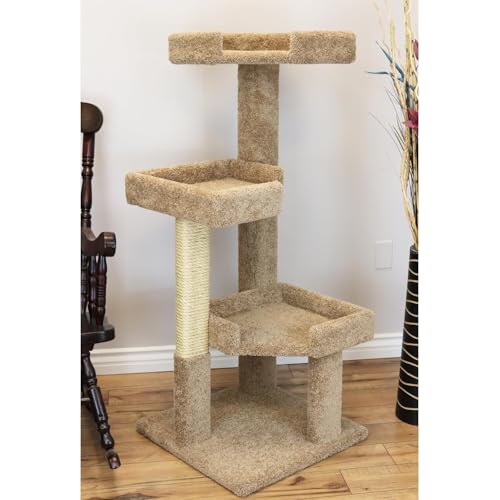 HomeStock Island Interiors 51" Solid Wood Large Cat Tree 51" H x 28" W x 24" D Sturdy Solid Wood Cat Tree with Multiple Perches and Sisal Posts for Scratching