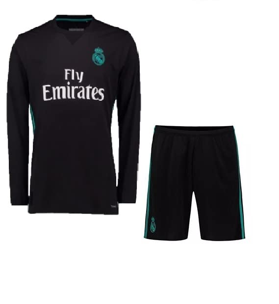 Unisex Real Black Full Sleeves Football Regular Fit Jersey With Shorts