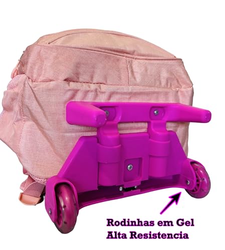 Mochila De rodinhas Escolar Menina Colégio Espaçosa Rosa