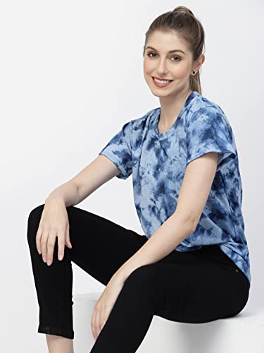 Image of UZARUS Women's Regular Fit Printed Half Sleeves Round Neck Gym Sports T-Shirt