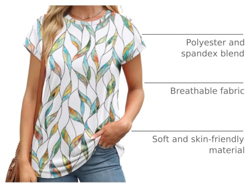 Image of Alaroo Womens Summer Tops Short Sleeve Shirts Crew Neck Tshirt Cute Trendy Tunic Blouses (S-3XL)