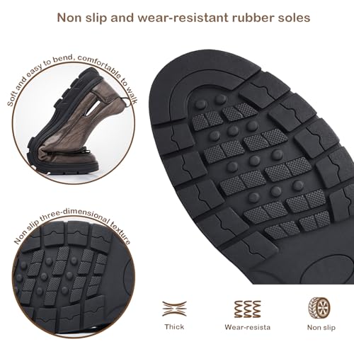 Men's Slip on Sport Sandals Closed Toe Leather Lightweight Walking Sandals Non Slip Comfortable Beach Water Hiking Athletic Indoor Outdoor Shoes4