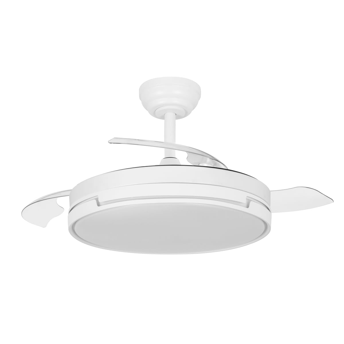 ABRILA PAPIRO DC Fan | White with Three Folding Blades | 6 Adjustable Speeds | 3 Light Temperatures | Timer and Remote Control Included