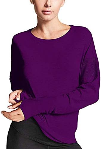Yucharmyi Women's Long Sleeve Shirts Mesh Yoga Tops Workout Shirts Gym Sports T-Shirt with Thumb Hole