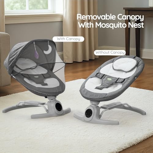 Image of Baybee Wobbles Electric Baby Cradle and Swing | Baby Relaxing Swing Jhula with Adjustable Speed & Timer | Rocker for Babies with Music, Canopy & Mosquito Net, Automatic Cradle for New Born Baby (Grey)