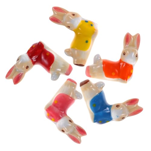 FONDOTIN 5個 可愛いウサギデザイン箸置き点 滑らかでエレガントなフォーク スプーン兼用スタンド 卓上清潔感を演出する食器ホルダー