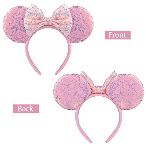Image of DRESHOW 2 Pack Mouse Ears Bow Headbands Glitter Party Decoration Cosplay Costume for Women
