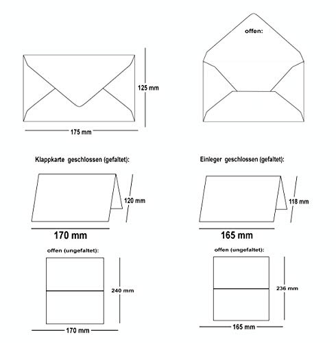 25 x DIN B6 folding cards set with envelopes in bright white, 120 x 170 mm, including white insert paper, ideal for invitation cards, wedding, christening, communion, confirmation