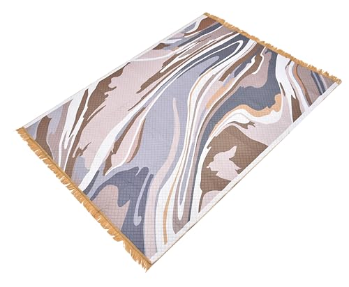 Image of COZY FURNISH Modern Abstract Area Rug, 5 x 7 Feet, Multi-Color Marble Pattern, Living Room Carpet with Suede Backing (Multicolor01, 5X7(Inches))