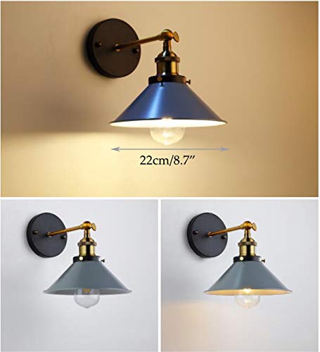 Image of ANYE Wall Sconces with UL Plug-in Button Black Cord Retro Minimalist Style Macaron Grey Iron Lampshade Decor Lights Fixtures for Loft Cabinet Kitchen Hotel Bulb Sold Separately