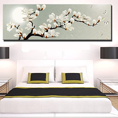 Toile magnolia blanc grande taille pour une deco zen de chambre | 30x90cm - 3