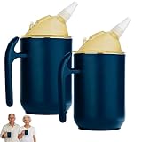 XEERUN 2PCS 3-In-1 Schnabeltasse Senioren, 400ML Erwachsenen Schnabelbecher, Schnabeltasse Erwachsene mit Griff, Auslaufsichere Trinkbecher für Patienten, Behinderte, Mutterschaft, (Blau)