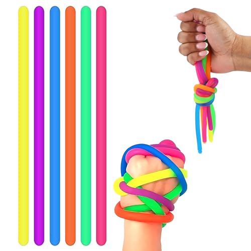 6 Pcs Elastic Fidget Noodles, Stretchy Finger...
