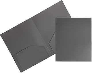JAM PAPER Heavy Duty Plastic 2 Pocket Extra Tough School Folders - Grey - 6/Pack