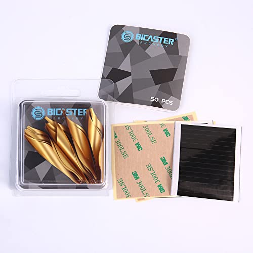 Bicaster Spin Vanes 2Inch Lh/Rh Arrow Vanes Fletches - 50Pcs (Left Handed, Gold) #TOP3