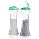 Tupperware Large Hourglass Salt and Pepper with Sea Green Seals