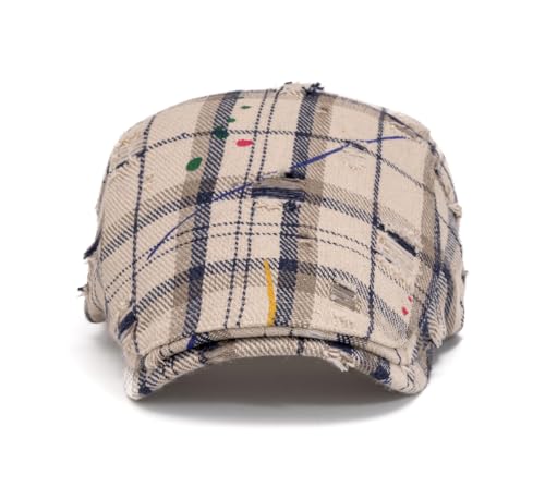 Image of Quanhaigou Unisex Denim Newsboy Hats Flat Ivy Gatsby Cabbie Driving Berets Hat Cotton Dad Cap for Men Women