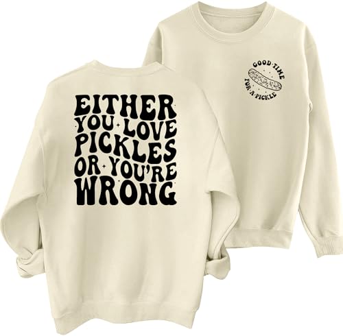 HQP Pickle Sweatshirt Women: In My Pickle Era Sweatshirt Funny Pickle Jar Long Sleeve Shirt Casual Pullover Tops