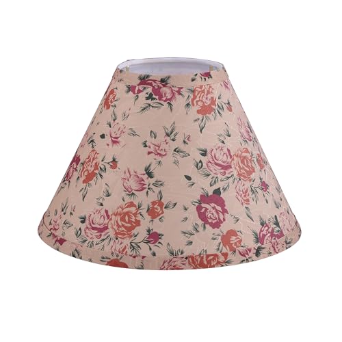 Image of Aspen Creative 56042, Hardback Empire Transitional UNO Shade in Peanut Brown Floral Pattern, 4 inch Top x 10 inch Bottom x 7 inch Slant, Slip UNO 33mm Table Lamp