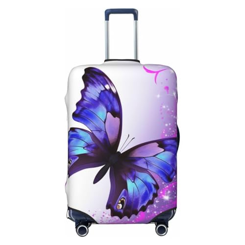 SMAZDFXX Funda de Equipaje con diseño de Mariposa Morada, elástica, Antipolvo y antiarañazos, Gruesa, Lavable, para Maletas Extra Grandes.