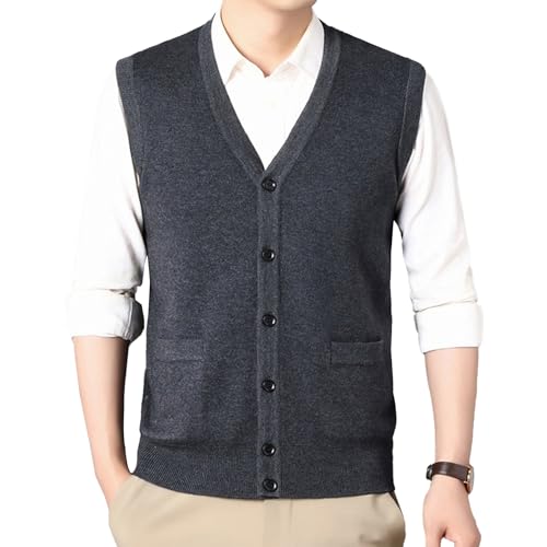 Tröjväst Herr V ringad Ärmlös Stickad Kofta Västar Tröja Ärmlös Lätt Kofta Ytterkläder 2025 Trendigt