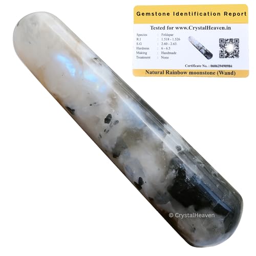Image of Rainbow Moonstone Crystal Wand - Smooth Crystal Wand for Energy Healing, Chakra Balancing, Meditation and Home Decor - Crystals and Healing Stones for Gift