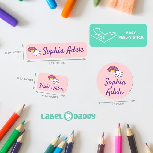 Custom Girl Combo Label Pack (176 Ct.) - Waterproof Name Stickers - Stick-On & Easy To Apply (Rainbow) #TOP2