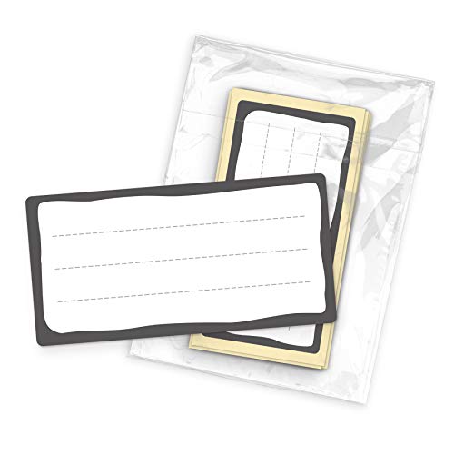 itenga 50x Buchetiketten I Schulheft Etiketten I Namensschild beschreibbar selbstklebend Aufkleber aus Haftpapier Grau Weiß 9x4,5cm