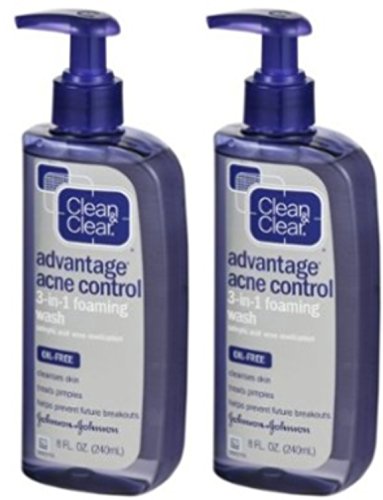 Clean & Clear Advantage Acne 3in1 Foam Wash 8oz (pack of 2)
