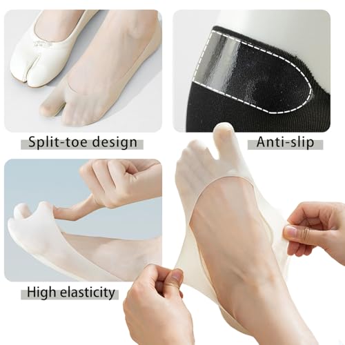 Image of Triplewood Women's Mesh No Show Socks Super Elastic Ankle Low Cut Floral Invisible Liner Flip Foap Tabi Socks 5 Pairs