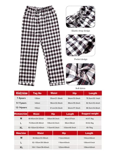 Christmas Plaid Pajama Lounge Pants with Santa Hat Holiday Matching Family Pajamas Bottom for Women Men Kids2