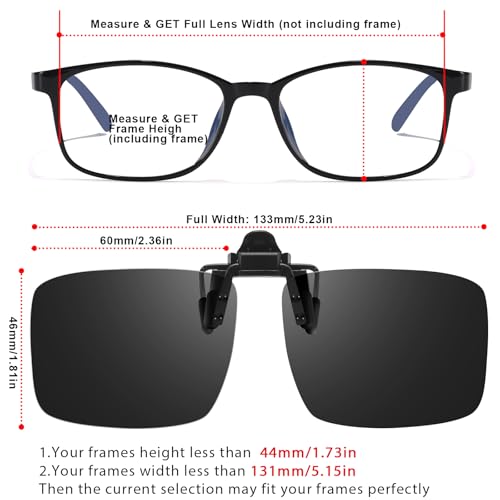 VIEWBETTER® Polarized Clip On Sunglasses Over Prescription Glasses for Men Women Snap On Flip Up UV400 Protection SG8033