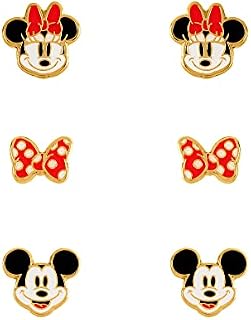 Disney Mickey & Minnie Mouse Black, White & Red Trio Earring Set SF00466YL