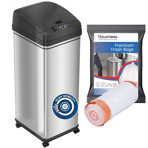 Caneca de basura iTouchless sensor 13 galón acero inoxidable