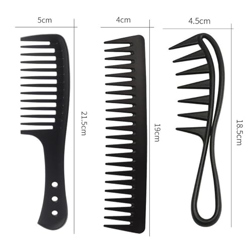 Eupneicu Breiter Zahnkamm[3 Stück], Schuppenkamm, Lockenkamm, Breitzahn Kamm, Hitzebeständiger Antistatischer Haarkämme für Männer und Frauen, für voluminöse Locken und strapaziertes Haar