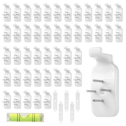 45 Pcs Ganchos Colgar Cuadros sin Agujeros, Ganchos para Colgar Cuadros sin Taladrar, ganchos para marcos de cuadross, fijar marcos, fotos, espejos y pinturas, con 5 pasamanos y 1 nivel de marco
