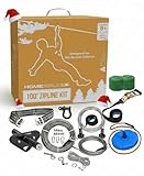 HomeZiplines Tirolina para niños y Adultos de hasta 350 Libras - 100/150/200 pies - Cremallera de instalación rápida para niños y Adultos - 100% Resistente al óxido con arnés de Seguridad - Zip Line