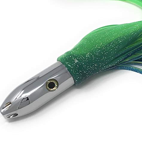 Rigged Trolling Lure Marlin Tuna Mahi Dolphin Durado Wahoo Octopus Skirted Jet Head Fishing Lure-12inch - 320G (Mixed Colors Green, 12 inch)